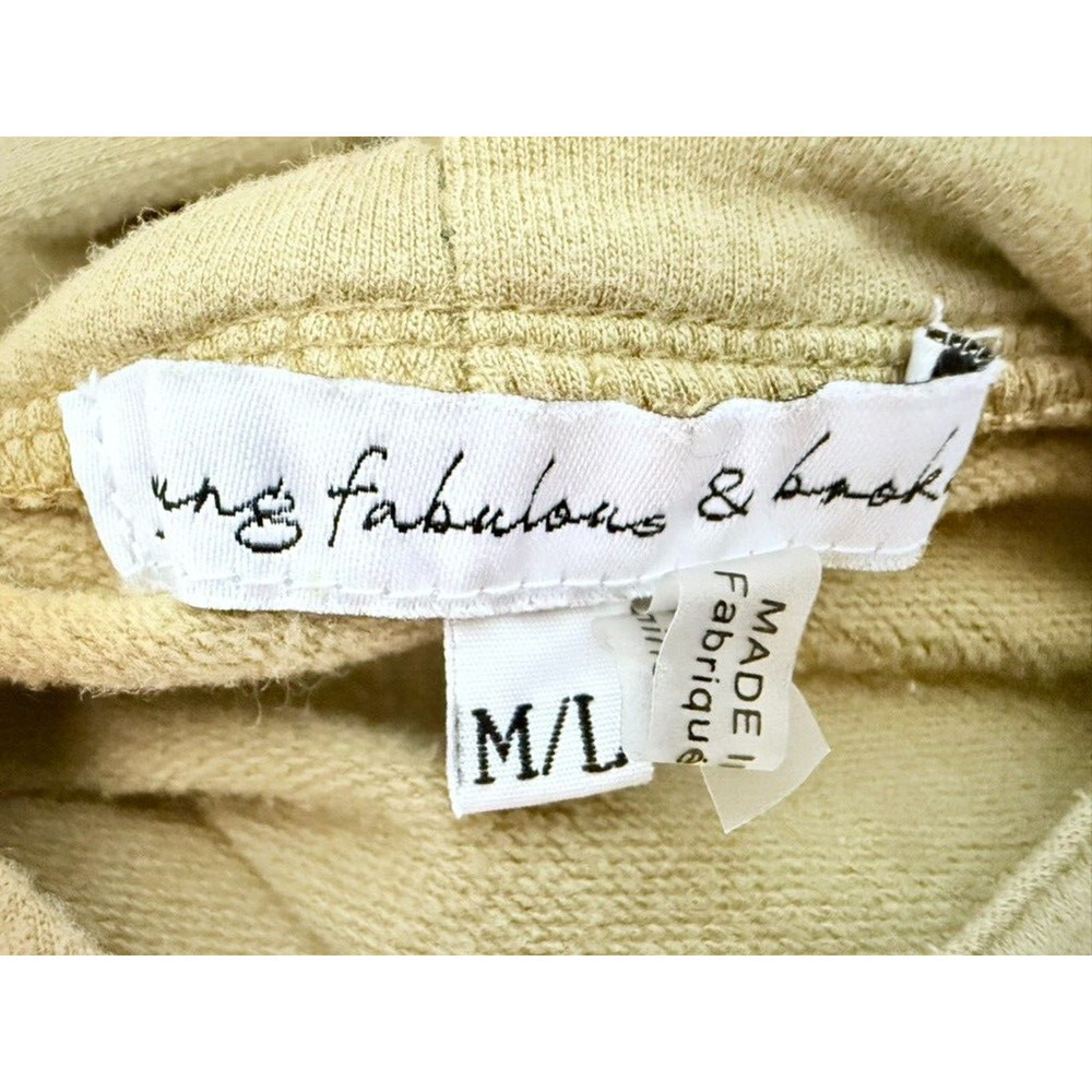 YOUNG FABULOUS BROKE Hoodie Pullover Cropped Womens M/L Green Snap Sleeve - Picture 6 of 7